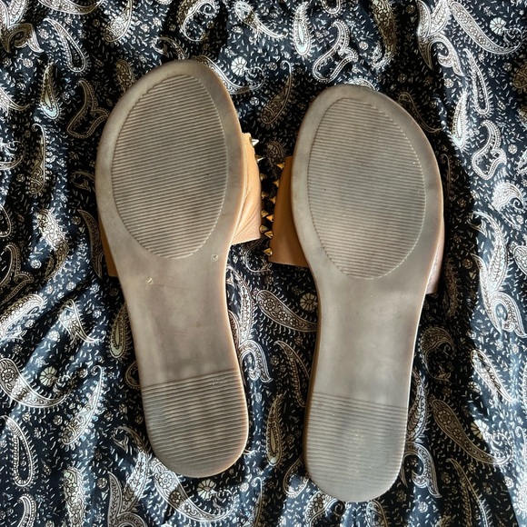 Steve Madden Brown Leather Studded Slide Sandals - Picture 2 of 6